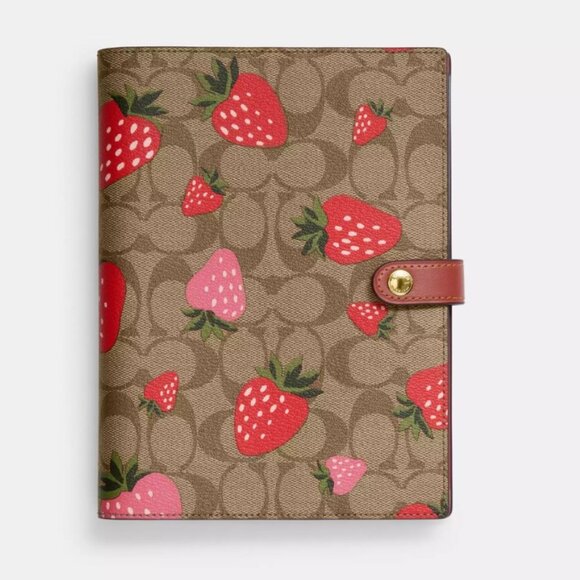 Coach Other - NWT Coach Notebook In Signature Canvas With Wild Strawberry Print